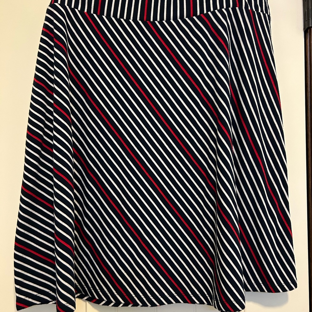 Striped Navy, White, and Red Women's Skirt